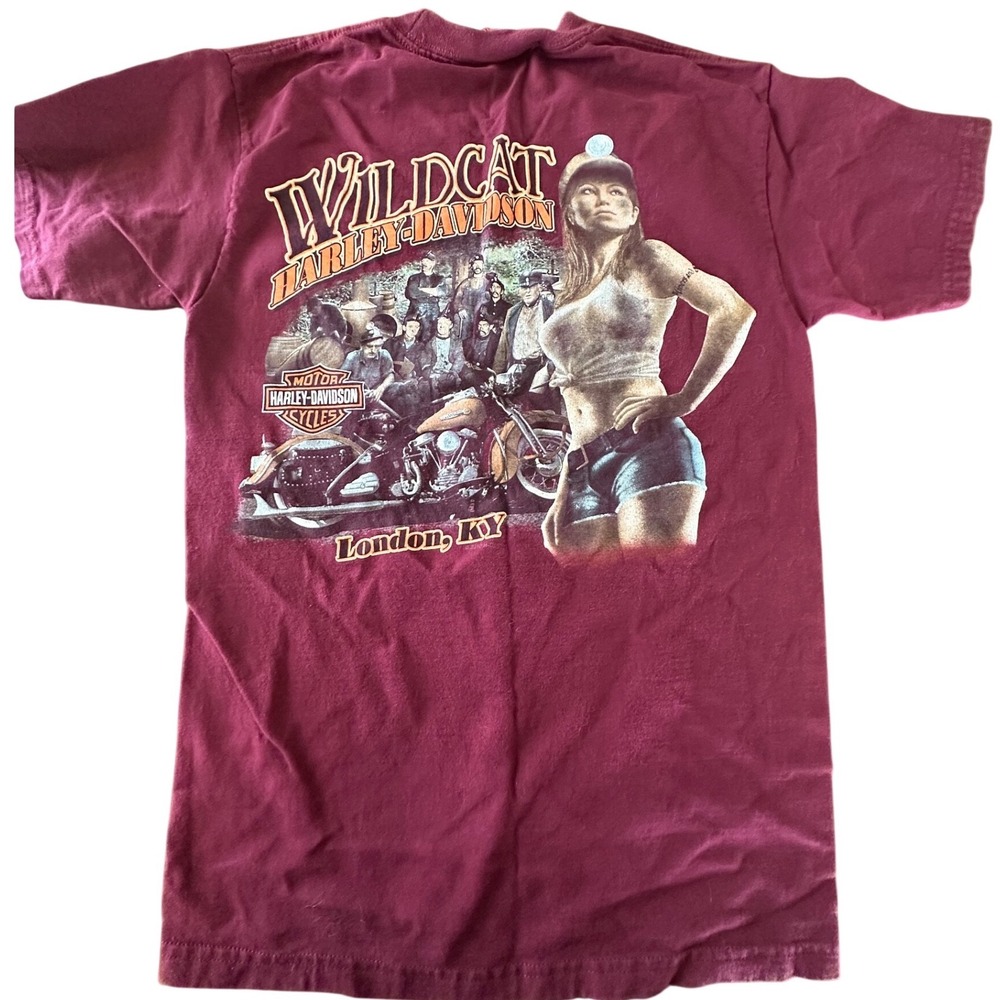 Harley-Davidson Wildcat London KY Graphic T-Shirt Maroon Biker Tee Small